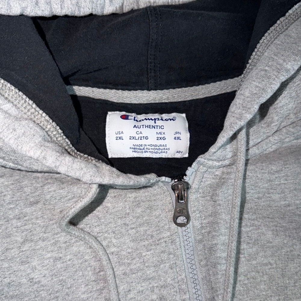 Champion Mens 2XL Full Zip Hoodie Heather Gray Authentic Logo Sweatshirt XLG - Picture 4 of 7